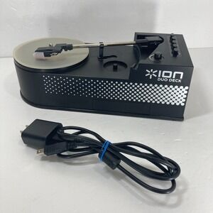 ION Duo Deck USB Turntable with Cassette Deck Built-in Speaker tested +USB CABLE